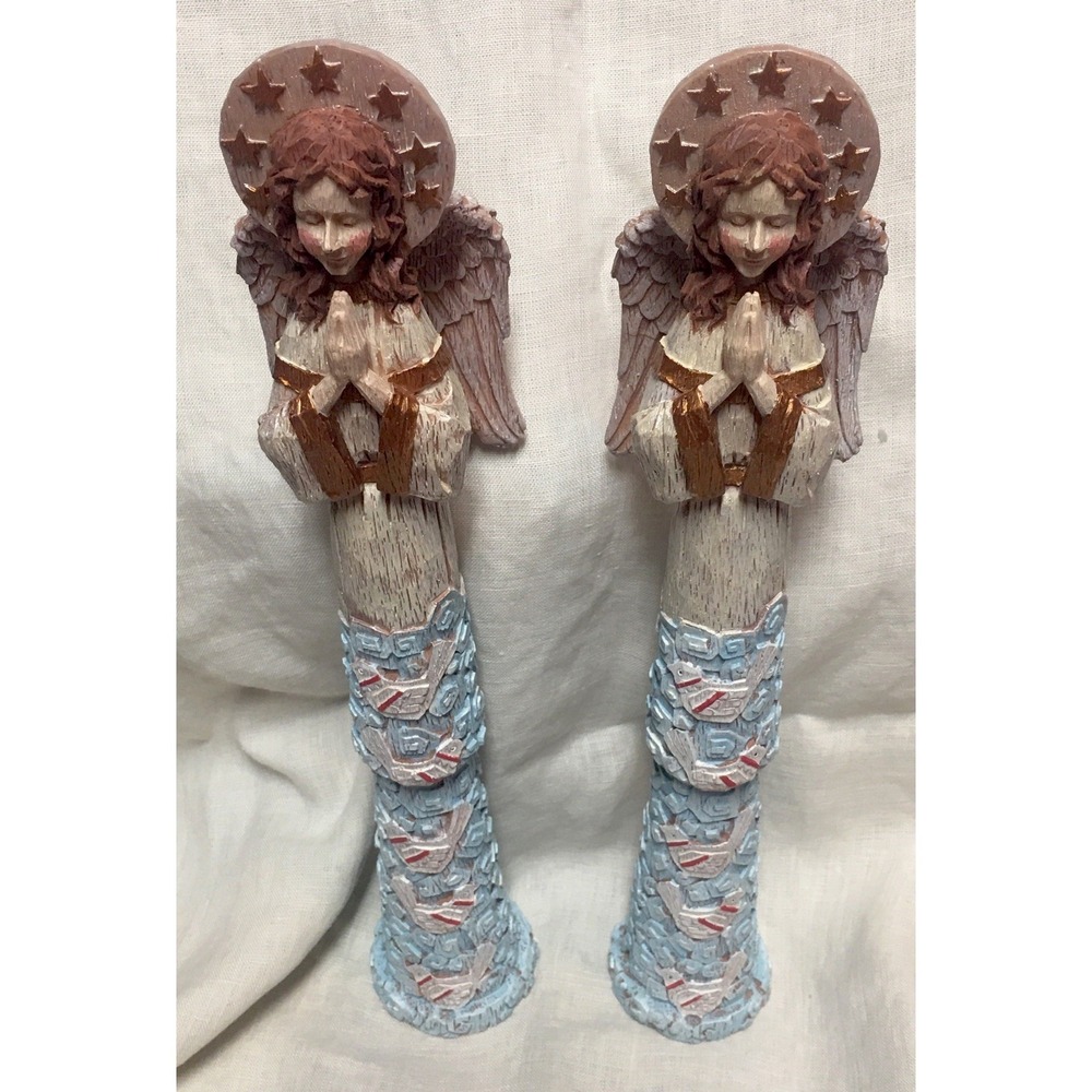 Ganz Praying Angels‎ Birds Rustic  Primitive Folk Art Resin Wood Look 12"
